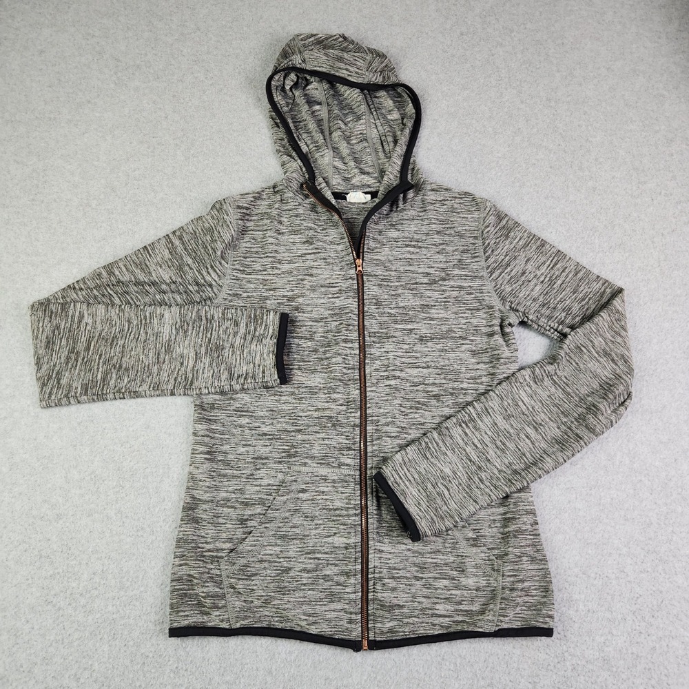 H&M Sport Hoodie Womens Small Gray Athletic Workout Thumbhole Sleeve Full Zip‎